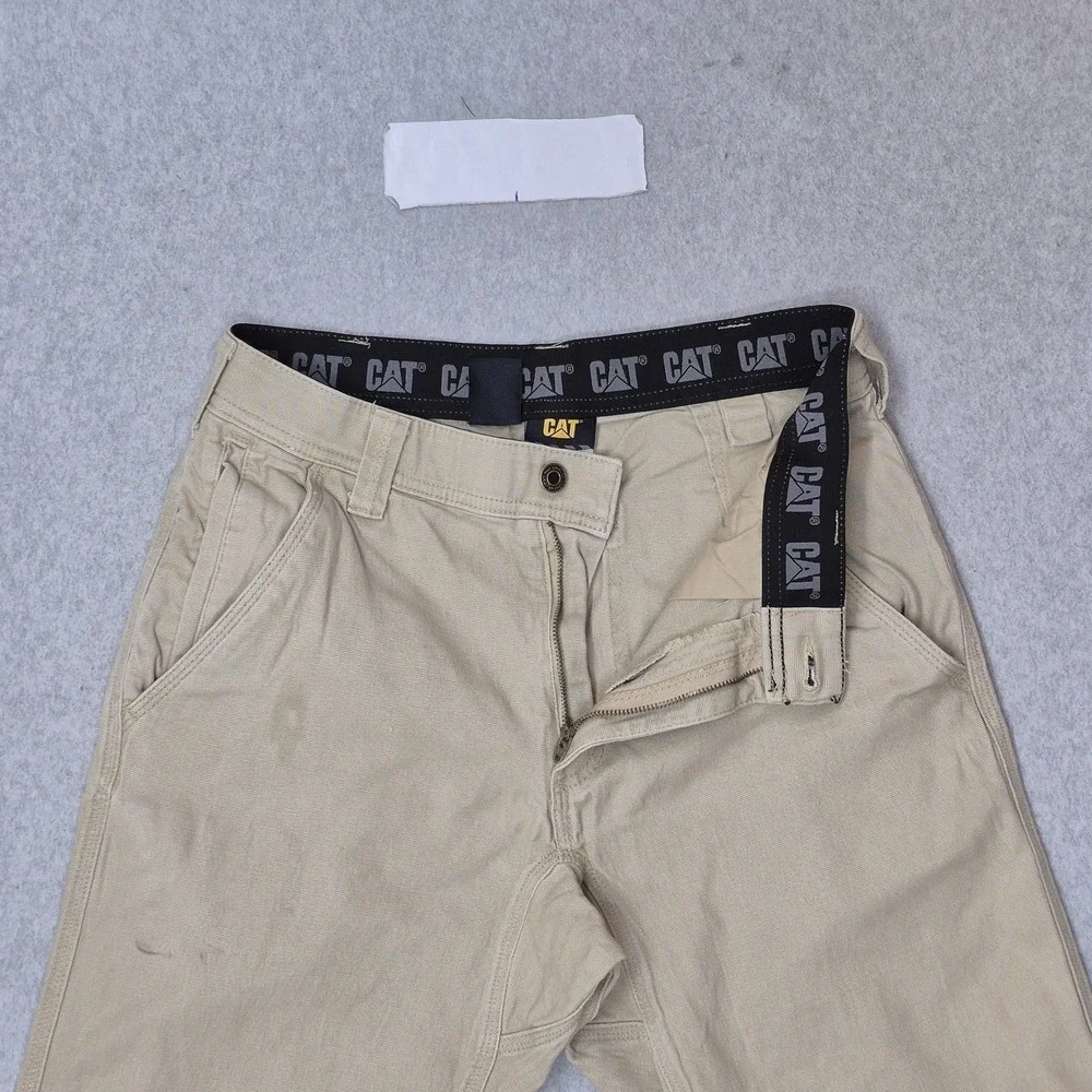 CAT Men Pants 30X32 Khaki Khakis Twill Work Pants Button 32